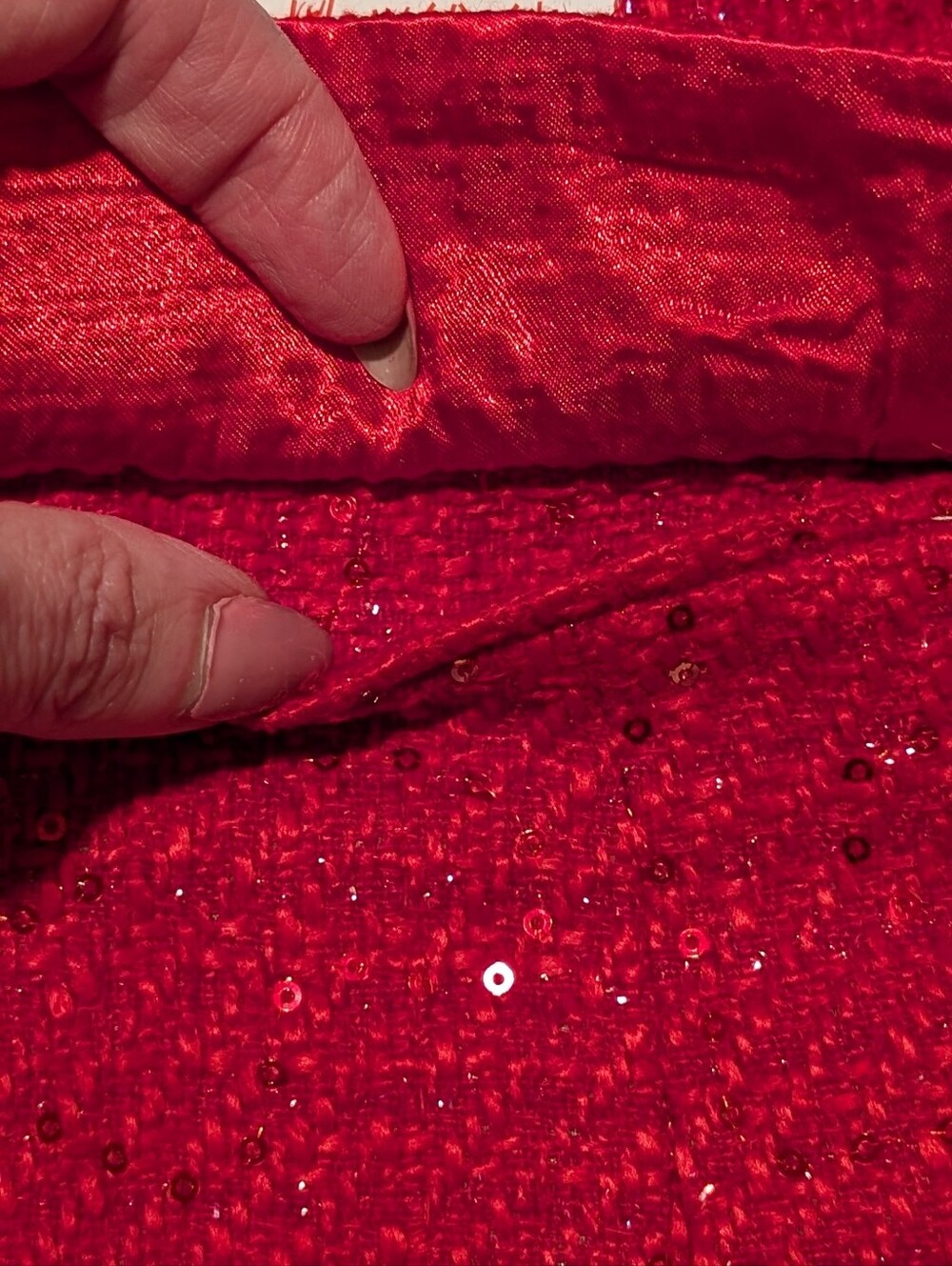 NWT Power Red 🍒 Andree Special Occasion Red Sequin Tweed Double-Breasted Blazer - Picture 7 of 12